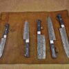 Custom Handmade Damascus Steel Chef Knife Set With Leather Roller Kit | Christmas Gift, Birthday Gift, Wedding Gift, Anniversary Gift, Valentine's Gift