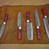 Custom Handmade Damascus Steel Chef Knife Set With Leather Roller Kit | Christmas Gift, Birthday Gift, Wedding Gift, Anniversary Gift, Valentine's Gift