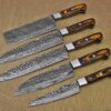 Custom Handmade Damascus Steel Chef Knife Set With Leather Roller Kit | Christmas Gift, Birthday Gift, Wedding Gift, Anniversary Gift, Valentine's Gift - Image 3