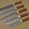 Custom Handmade Damascus Steel Chef Knife Set With Leather Roller Kit | Christmas Gift, Birthday Gift, Wedding Gift, Anniversary Gift, Valentine's Gift - Image 3