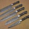 Custom Handmade Damascus Steel Chef Knife Set With Leather Roller Kit | Christmas Gift, Birthday Gift, Wedding Gift, Anniversary Gift, Valentine's Gift - Image 3