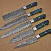Custom Handmade Damascus Steel Chef Knife Set With Leather Roller Kit | Christmas Gift, Birthday Gift, Wedding Gift, Anniversary Gift, Valentine's Gift - Image 3