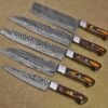 Custom Handmade Damascus Steel Chef Knife Set With Leather Roller Kit | Christmas Gift, Birthday Gift, Wedding Gift, Anniversary Gift, Valentine's Gift - Image 4