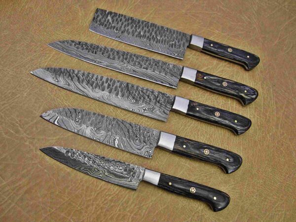 Custom Handmade Damascus Steel Chef Knife Set With Leather Roller Kit | Christmas Gift, Birthday Gift, Wedding Gift, Anniversary Gift, Valentine's Gift - Image 4