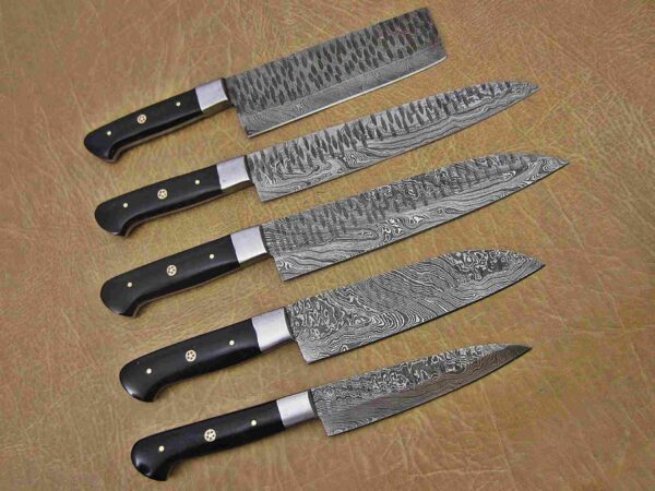 Custom Handmade Damascus Steel Chef Knife Set With Leather Roller Kit | Christmas Gift, Birthday Gift, Wedding Gift, Anniversary Gift, Valentine's Gift