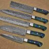 Custom Handmade Damascus Steel Chef Knife Set With Leather Roller Kit | Christmas Gift, Birthday Gift, Wedding Gift, Anniversary Gift, Valentine's Gift - Image 4