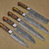 Custom Handmade Damascus Steel Chef Knife Set With Leather Roller Kit | Christmas Gift, Birthday Gift, Wedding Gift, Anniversary Gift, Valentine's Gift