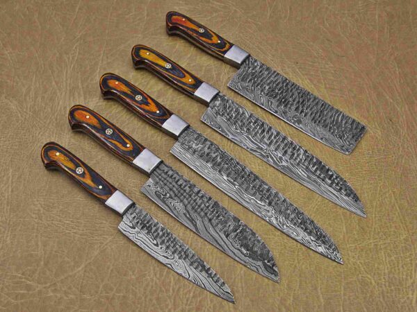 Custom Handmade Damascus Steel Chef Knife Set With Leather Roller Kit | Christmas Gift, Birthday Gift, Wedding Gift, Anniversary Gift, Valentine's Gift
