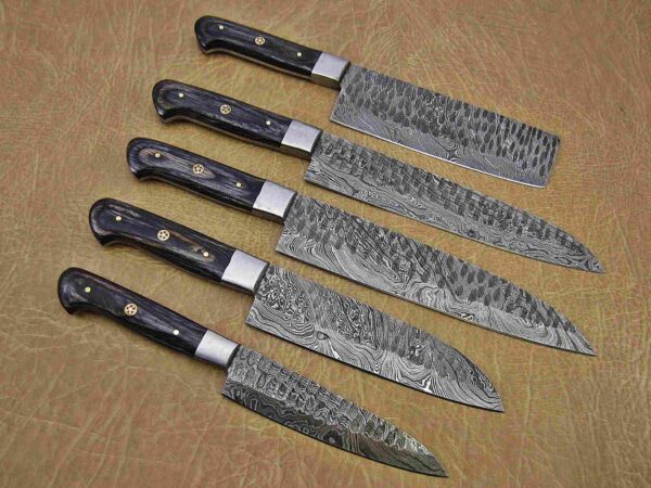 Custom Handmade Damascus Steel Chef Knife Set With Leather Roller Kit | Christmas Gift, Birthday Gift, Wedding Gift, Anniversary Gift, Valentine's Gift - Image 5