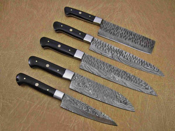 Custom Handmade Damascus Steel Chef Knife Set With Leather Roller Kit | Christmas Gift, Birthday Gift, Wedding Gift, Anniversary Gift, Valentine's Gift - Image 5