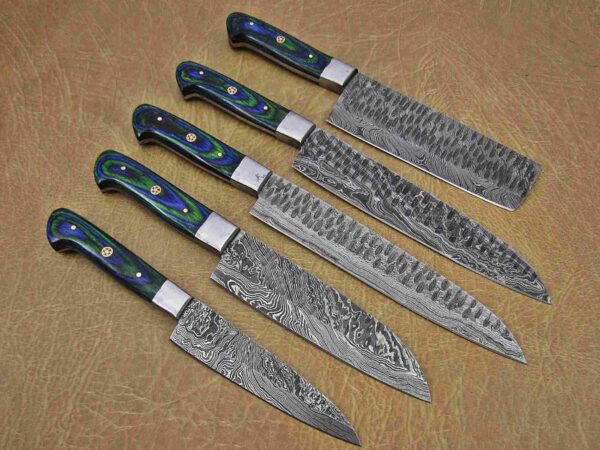 Custom Handmade Damascus Steel Chef Knife Set With Leather Roller Kit | Christmas Gift, Birthday Gift, Wedding Gift, Anniversary Gift, Valentine's Gift - Image 5