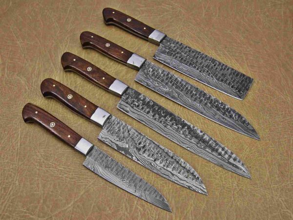 Custom Handmade Damascus Steel Chef Knife Set With Leather Roller Kit | Christmas Gift, Birthday Gift, Wedding Gift, Anniversary Gift, Valentine's Gift - Image 5