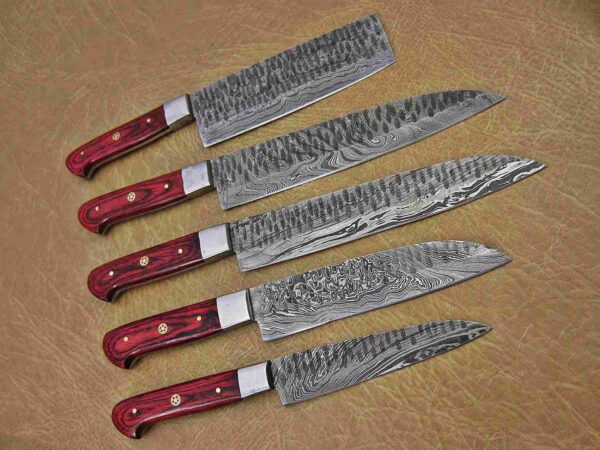 Custom Handmade Damascus Steel Chef Knife Set With Leather Roller Kit | Christmas Gift, Birthday Gift, Wedding Gift, Anniversary Gift, Valentine's Gift - Image 6