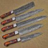Custom Handmade Damascus Steel Chef Knife Set With Leather Roller Kit | Christmas Gift, Birthday Gift, Wedding Gift, Anniversary Gift, Valentine's Gift - Image 6