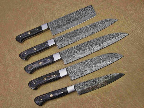 Custom Handmade Damascus Steel Chef Knife Set With Leather Roller Kit | Christmas Gift, Birthday Gift, Wedding Gift, Anniversary Gift, Valentine's Gift - Image 6
