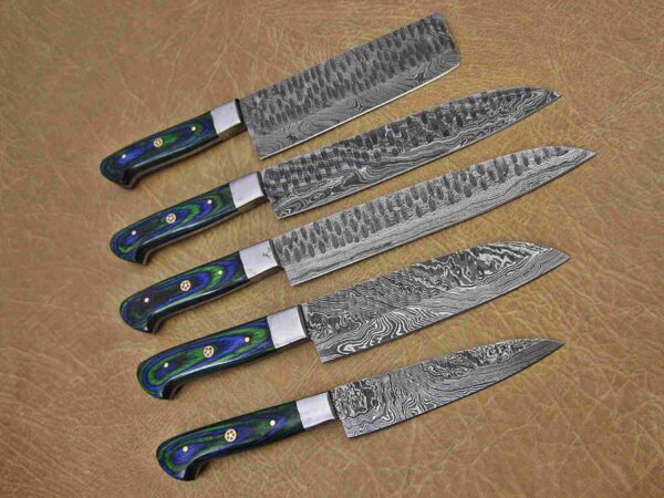 Custom Handmade Damascus Steel Chef Knife Set With Leather Roller Kit | Christmas Gift, Birthday Gift, Wedding Gift, Anniversary Gift, Valentine's Gift - Image 6