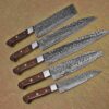 Custom Handmade Damascus Steel Chef Knife Set With Leather Roller Kit | Christmas Gift, Birthday Gift, Wedding Gift, Anniversary Gift, Valentine's Gift - Image 6
