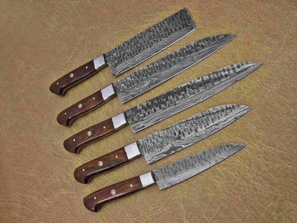 Custom Handmade Damascus Steel Chef Knife Set With Leather Roller Kit | Christmas Gift, Birthday Gift, Wedding Gift, Anniversary Gift, Valentine's Gift - Image 6