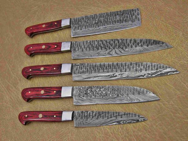 Custom Handmade Damascus Steel Chef Knife Set With Leather Roller Kit | Christmas Gift, Birthday Gift, Wedding Gift, Anniversary Gift, Valentine's Gift - Image 7