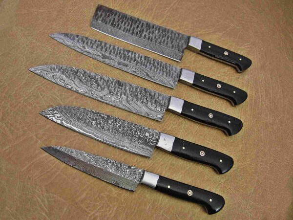 Custom Handmade Damascus Steel Chef Knife Set With Leather Roller Kit | Christmas Gift, Birthday Gift, Wedding Gift, Anniversary Gift, Valentine's Gift - Image 7