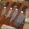 Custom Handmade Damascus Steel Chef Knife Set With Leather Roller Kit | Christmas Gift, Birthday Gift, Wedding Gift, Anniversary Gift, Valentine's Gift
