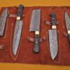 Custom Handmade Damascus Steel Chef Knife Set With Leather Roller Kit | Christmas Gift, Birthday Gift, Wedding Gift, Anniversary Gift, Valentine's Gift