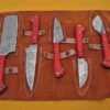 Custom Handmade Damascus Steel Chef Knife Set With Leather Roller Kit | Christmas Gift, Birthday Gift, Wedding Gift, Anniversary Gift, Valentine's Gift