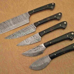 Custom Handmade Damascus Steel Chef Knife Set With Leather Roller Kit | Christmas Gift, Birthday Gift, Wedding Gift, Anniversary Gift, Valentine's Gift