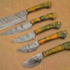 Custom Handmade Damascus Steel Chef Knife Set With Leather Roller Kit | Christmas Gift, Birthday Gift, Wedding Gift, Anniversary Gift, Valentine's Gift