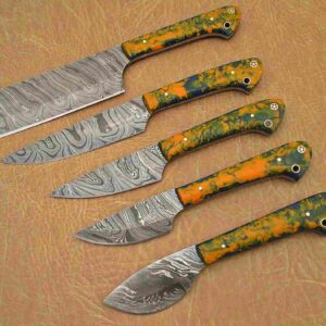Custom Handmade Damascus Steel Chef Knife Set With Leather Roller Kit | Christmas Gift, Birthday Gift, Wedding Gift, Anniversary Gift, Valentine's Gift