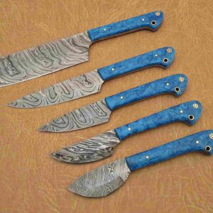 Custom Handmade Damascus Steel Chef Knife Set With Leather Roller Kit | Christmas Gift, Birthday Gift, Wedding Gift, Anniversary Gift, Valentine's Gift