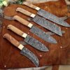 Custom Handmade Damascus Steel Chef Knife Set With Leather Roller Kit | Christmas Gift, Birthday Gift, Wedding Gift, Anniversary Gift, Valentine's Gift - Image 3