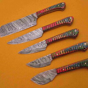 Custom Handmade Damascus Steel Chef Knife Set With Leather Roller Kit | Christmas Gift, Birthday Gift, Wedding Gift, Anniversary Gift, Valentine's Gift