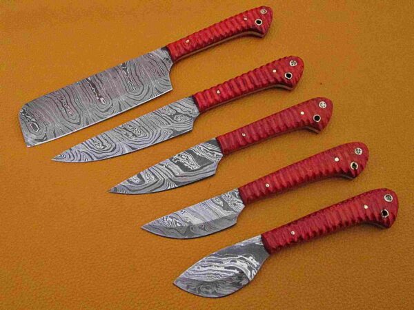 Custom Handmade Damascus Steel Chef Knife Set With Leather Roller Kit | Christmas Gift, Birthday Gift, Wedding Gift, Anniversary Gift, Valentine's Gift - Image 3