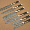 Custom Handmade Damascus Steel Chef Knife Set With Leather Roller Kit | Christmas Gift, Birthday Gift, Wedding Gift, Anniversary Gift, Valentine's Gift - Image 3