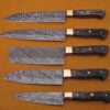 Custom Handmade Damascus Steel Chef Knife Set With Leather Roller Kit | Christmas Gift, Birthday Gift, Wedding Gift, Anniversary Gift, Valentine's Gift - Image 3