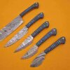 Custom Handmade Damascus Steel Chef Knife Set With Leather Roller Kit | Christmas Gift, Birthday Gift, Wedding Gift, Anniversary Gift, Valentine's Gift - Image 3