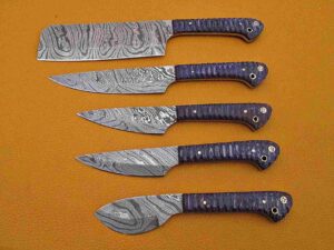 Custom Handmade Damascus Steel Chef Knife Set With Leather Roller Kit | Christmas Gift, Birthday Gift, Wedding Gift, Anniversary Gift, Valentine's Gift