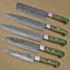 Custom Handmade Damascus Steel Chef Knife Set With Leather Roller Kit | Christmas Gift, Birthday Gift, Wedding Gift, Anniversary Gift, Valentine's Gift - Image 4