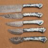 Custom Handmade Damascus Steel Chef Knife Set With Leather Roller Kit | Christmas Gift, Birthday Gift, Wedding Gift, Anniversary Gift, Valentine's Gift