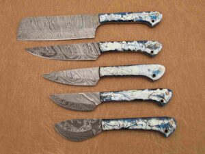 Custom Handmade Damascus Steel Chef Knife Set With Leather Roller Kit | Christmas Gift, Birthday Gift, Wedding Gift, Anniversary Gift, Valentine's Gift