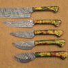 Custom Handmade Damascus Steel Chef Knife Set With Leather Roller Kit | Christmas Gift, Birthday Gift, Wedding Gift, Anniversary Gift, Valentine's Gift - Image 3