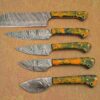 Custom Handmade Damascus Steel Chef Knife Set With Leather Roller Kit | Christmas Gift, Birthday Gift, Wedding Gift, Anniversary Gift, Valentine's Gift - Image 3