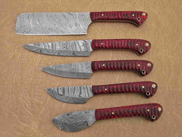Custom Handmade Damascus Steel Chef Knife Set With Leather Roller Kit | Christmas Gift, Birthday Gift, Wedding Gift, Anniversary Gift, Valentine's Gift - Image 3