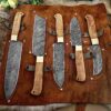Custom Handmade Damascus Steel Chef Knife Set With Leather Roller Kit | Christmas Gift, Birthday Gift, Wedding Gift, Anniversary Gift, Valentine's Gift