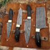 Custom Handmade Damascus Steel Chef Knife Set With Leather Roller Kit | Christmas Gift, Birthday Gift, Wedding Gift, Anniversary Gift, Valentine's Gift - Image 4
