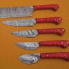 Custom Handmade Damascus Steel Chef Knife Set With Leather Roller Kit | Christmas Gift, Birthday Gift, Wedding Gift, Anniversary Gift, Valentine's Gift - Image 4