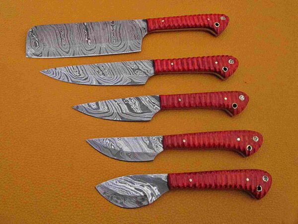 Custom Handmade Damascus Steel Chef Knife Set With Leather Roller Kit | Christmas Gift, Birthday Gift, Wedding Gift, Anniversary Gift, Valentine's Gift - Image 4