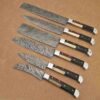 Custom Handmade Damascus Steel Chef Knife Set With Leather Roller Kit | Christmas Gift, Birthday Gift, Wedding Gift, Anniversary Gift, Valentine's Gift - Image 4