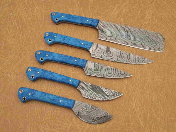 Custom Handmade Damascus Steel Chef Knife Set With Leather Roller Kit | Christmas Gift, Birthday Gift, Wedding Gift, Anniversary Gift, Valentine's Gift - Image 5